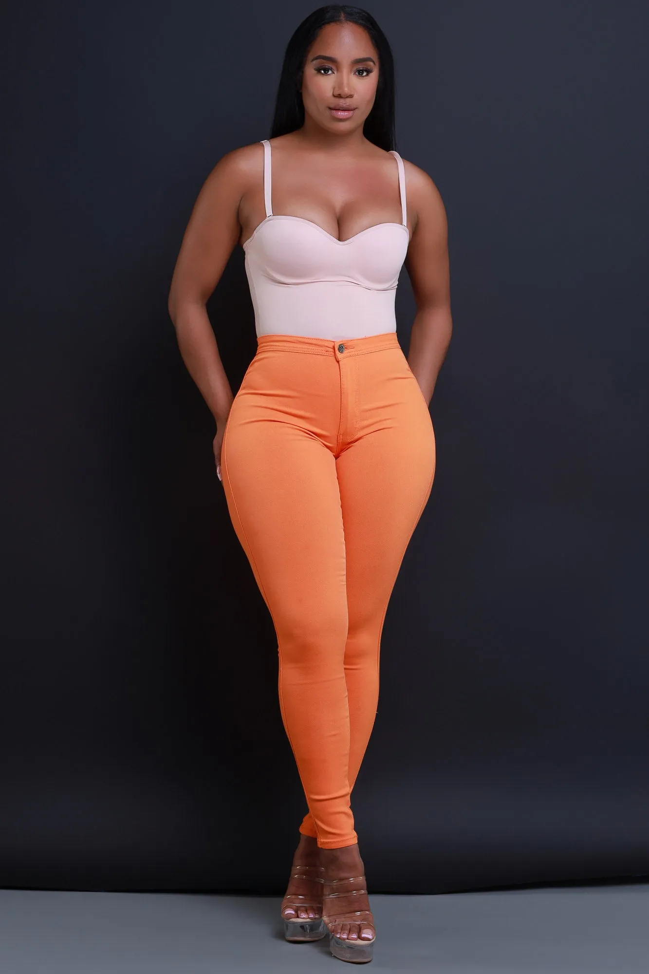 $5 Super Swank High Waist Stretchy Jeans - Orange