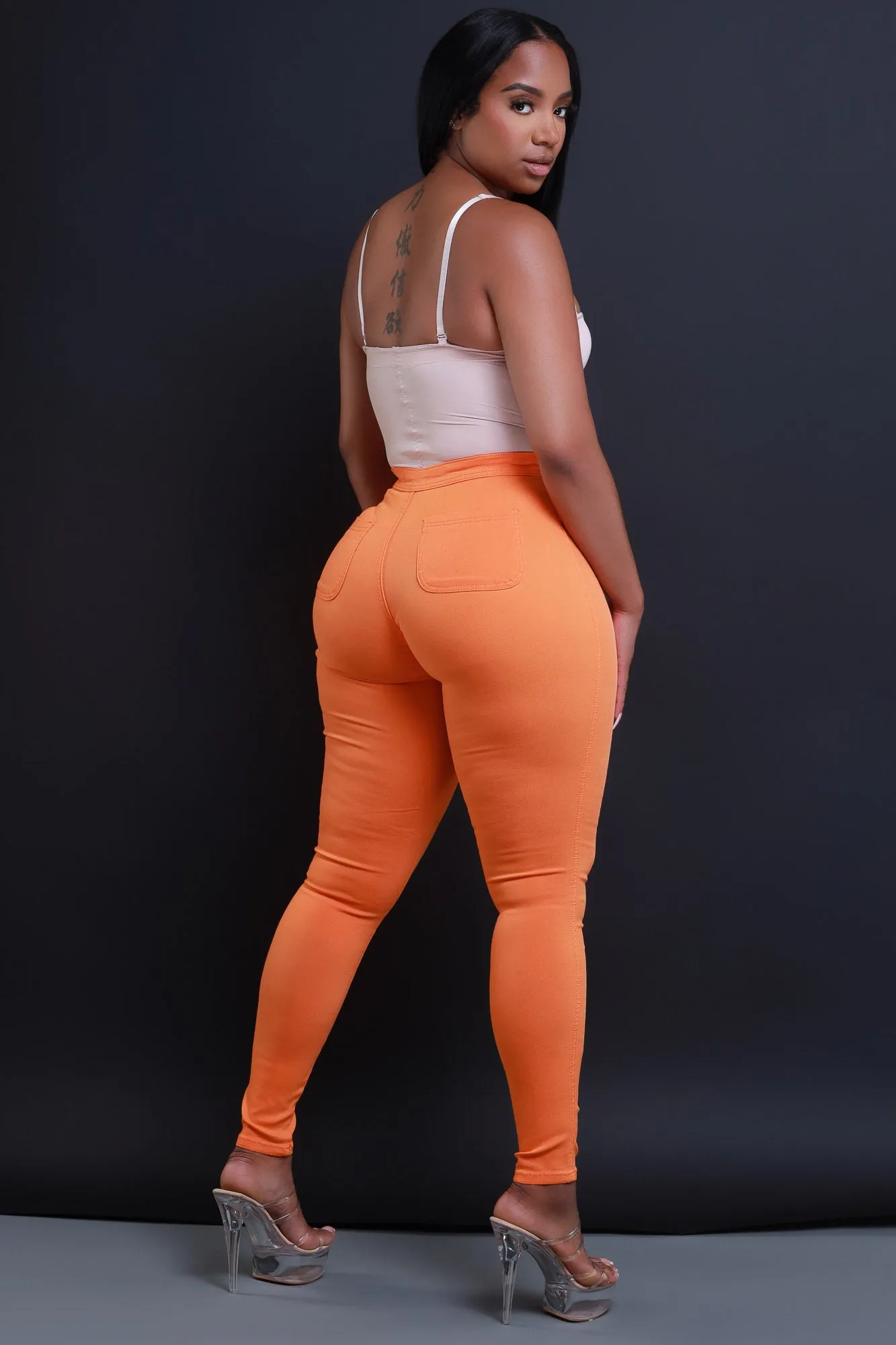 $5 Super Swank High Waist Stretchy Jeans - Orange