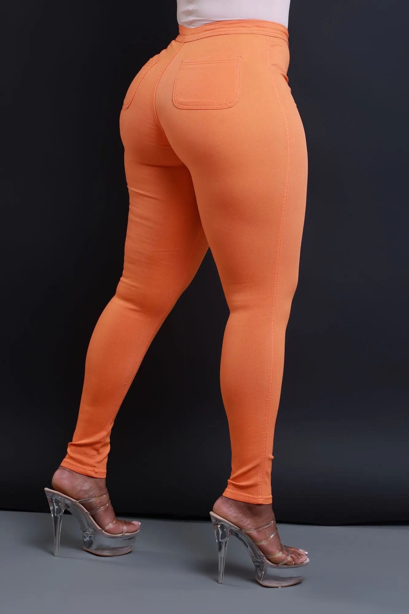 $5 Super Swank High Waist Stretchy Jeans - Orange