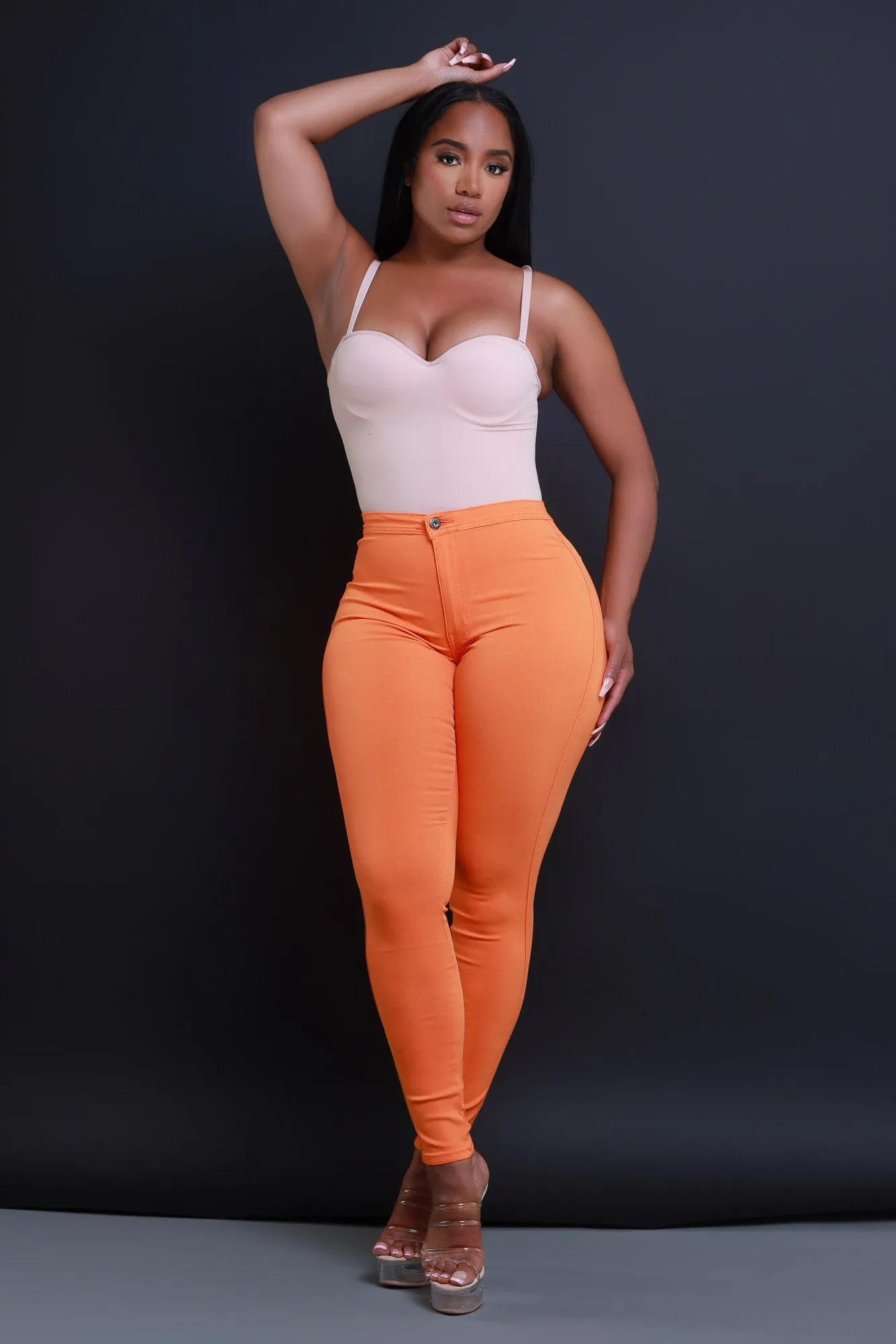 $5 Super Swank High Waist Stretchy Jeans - Orange