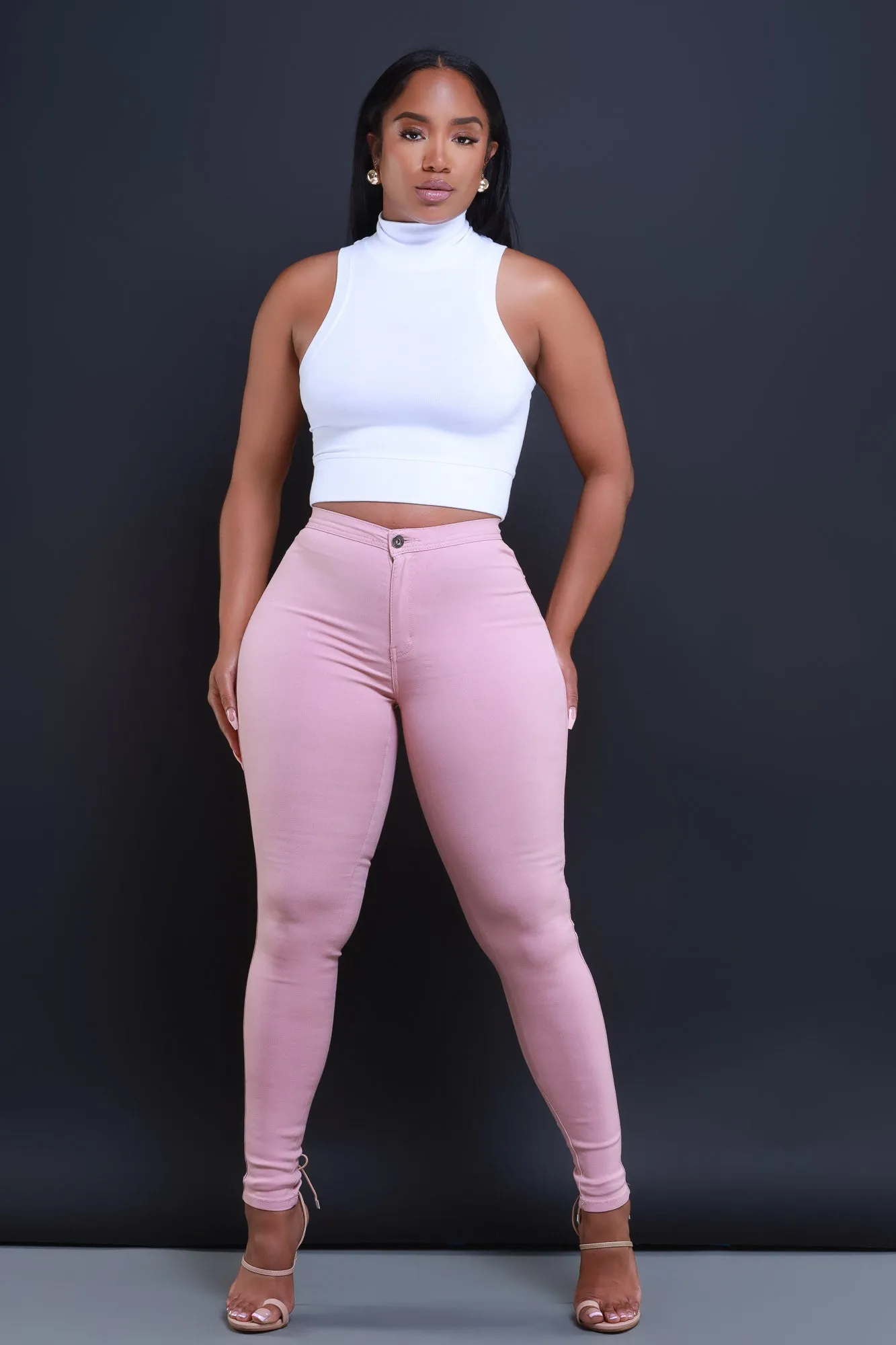 $5 Super Swank High Waist Stretchy Jeans - Pink