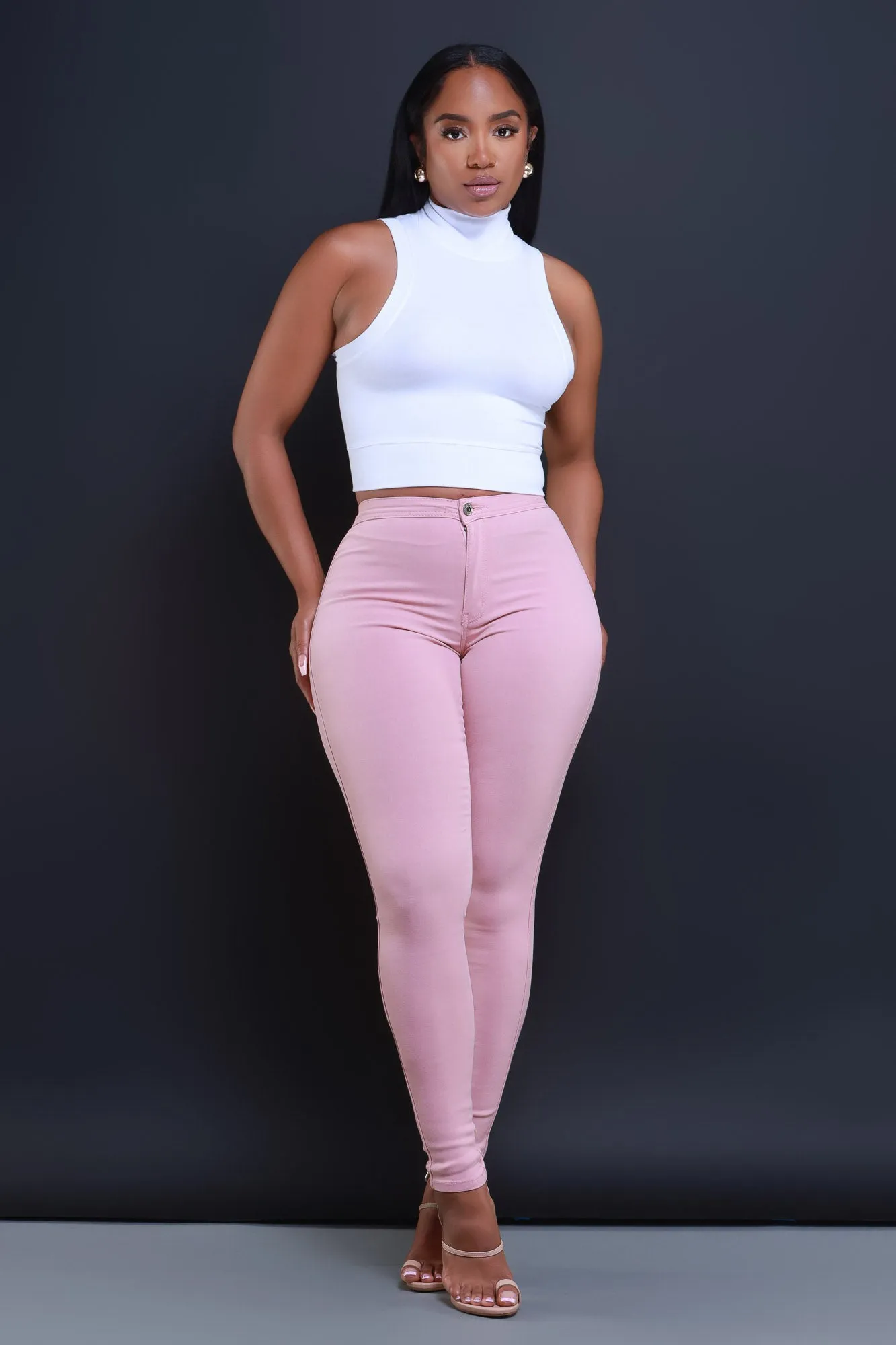 $5 Super Swank High Waist Stretchy Jeans - Pink