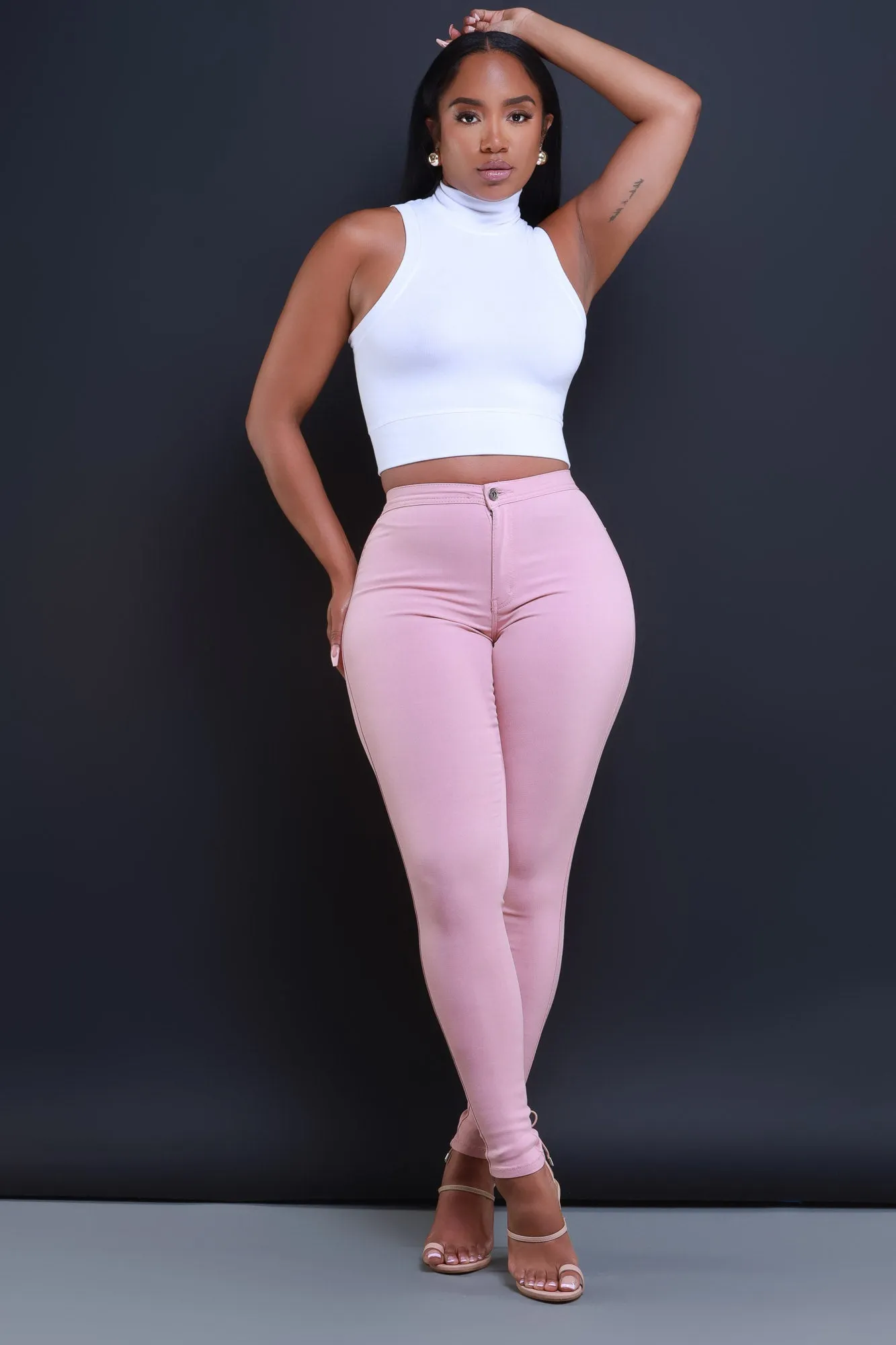 $5 Super Swank High Waist Stretchy Jeans - Pink