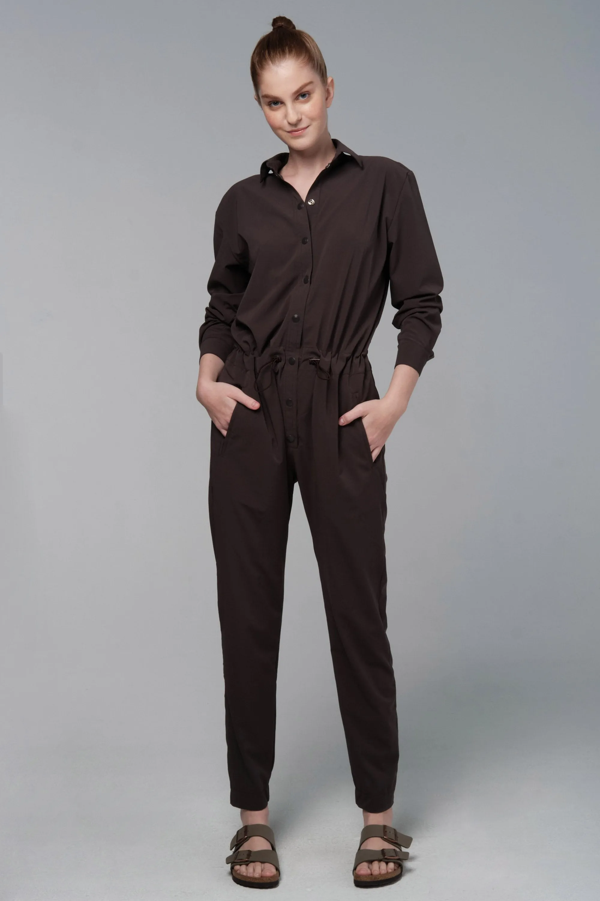 925 Fit Women's I Will Survive Waterproof Jumpsuit - Coffee Brown