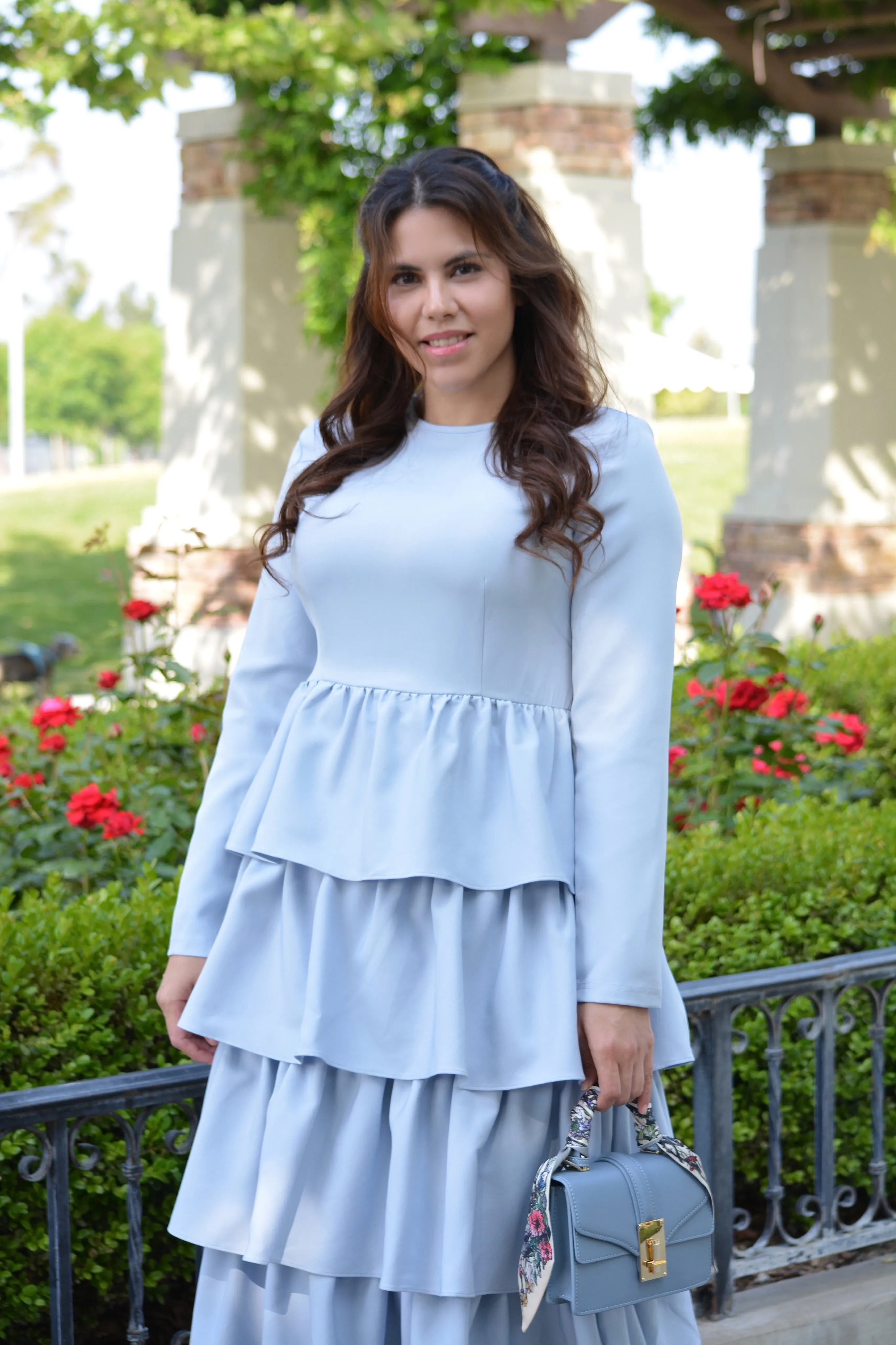 Amalfi Sky Blue Ruffled Dress