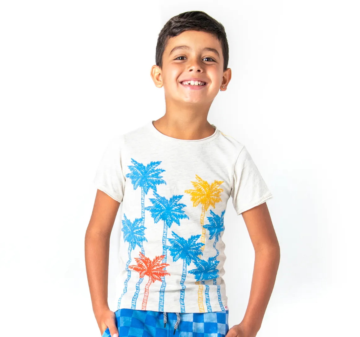 Appaman - Boys Tall Palms Tee in Cloud Heather