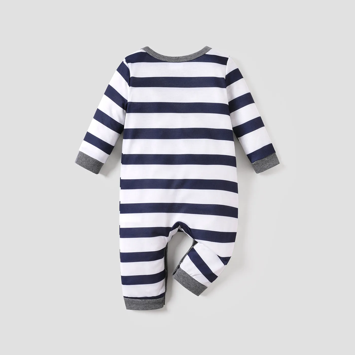 Baby Boy All Over Striped/Star Print Long-sleeve Jumpsuit