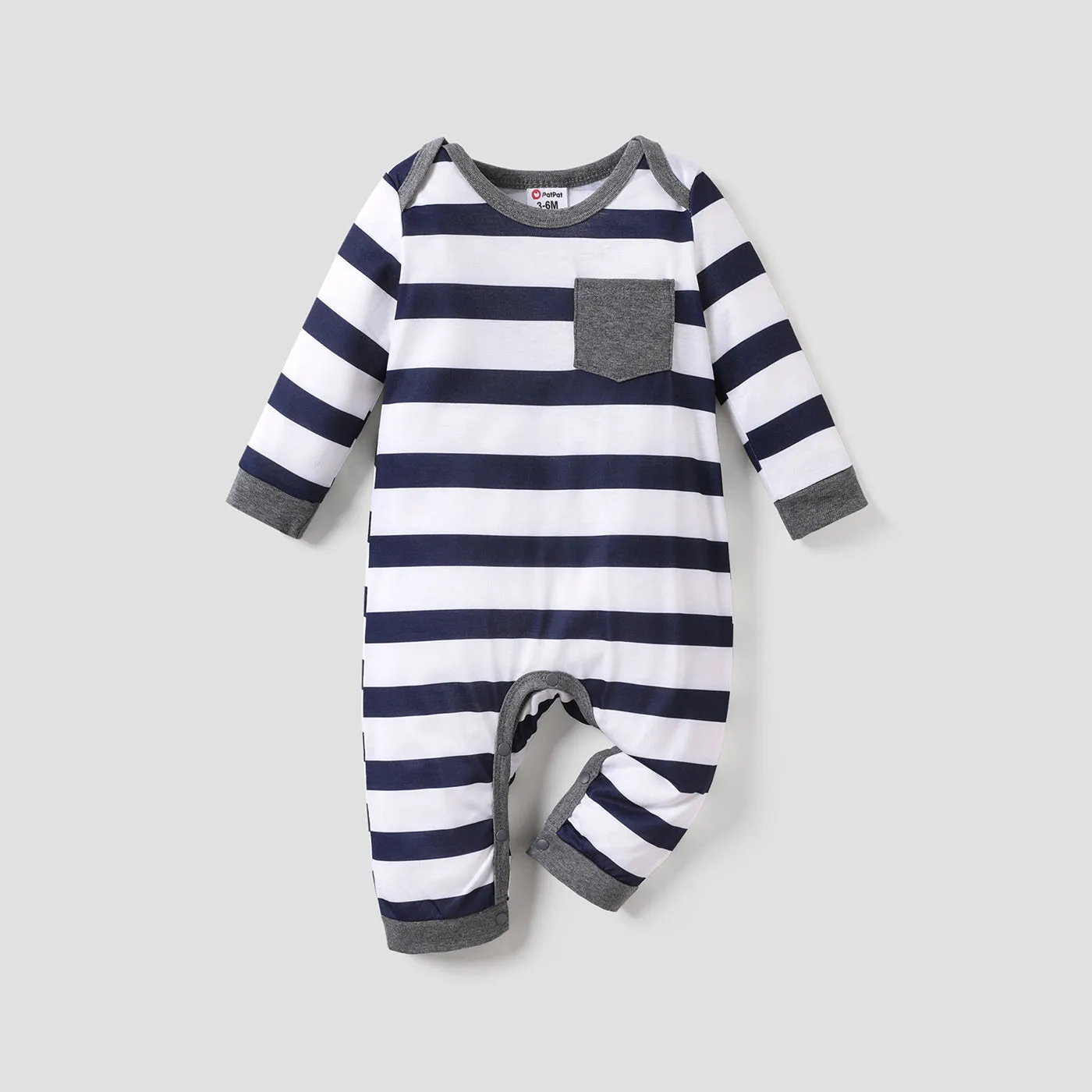 Baby Boy All Over Striped/Star Print Long-sleeve Jumpsuit