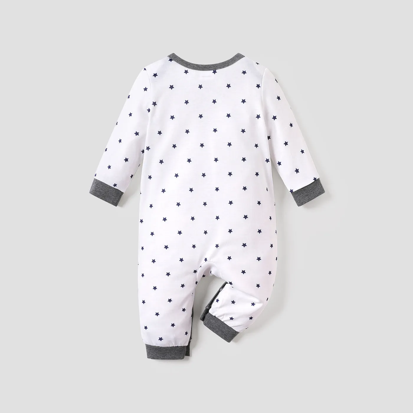 Baby Boy All Over Striped/Star Print Long-sleeve Jumpsuit