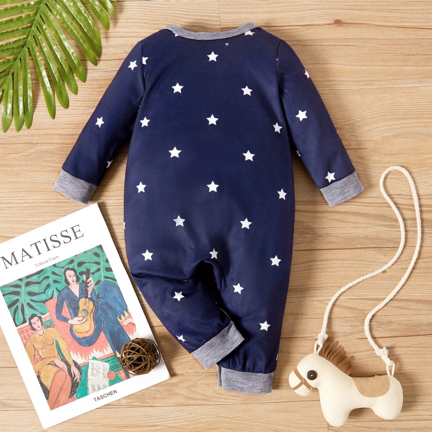 Baby Boy All Over Striped/Star Print Long-sleeve Jumpsuit