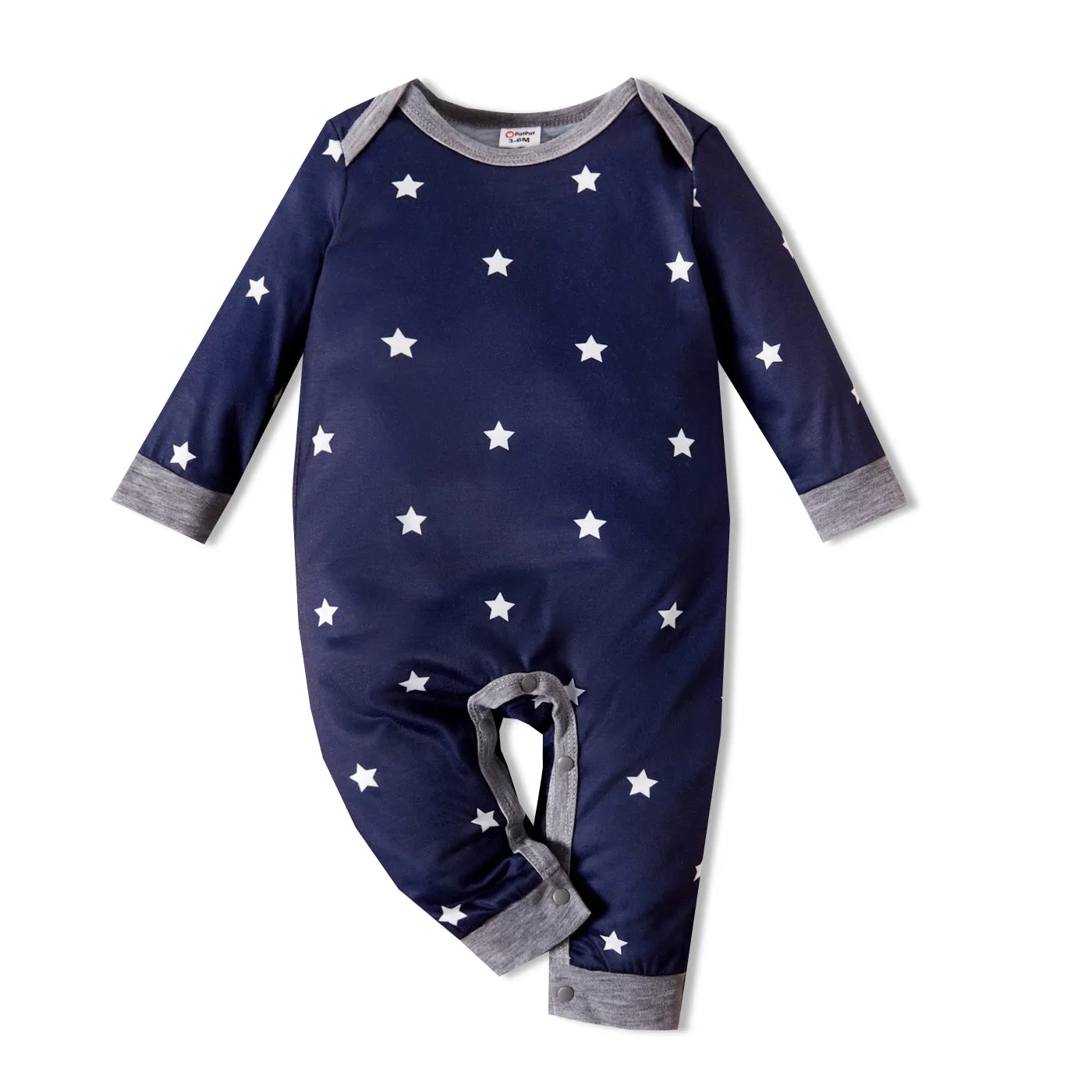 Baby Boy All Over Striped/Star Print Long-sleeve Jumpsuit