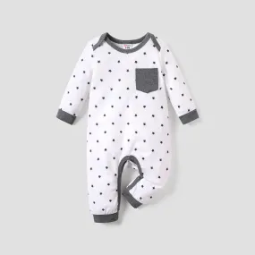 Baby Boy All Over Striped/Star Print Long-sleeve Jumpsuit