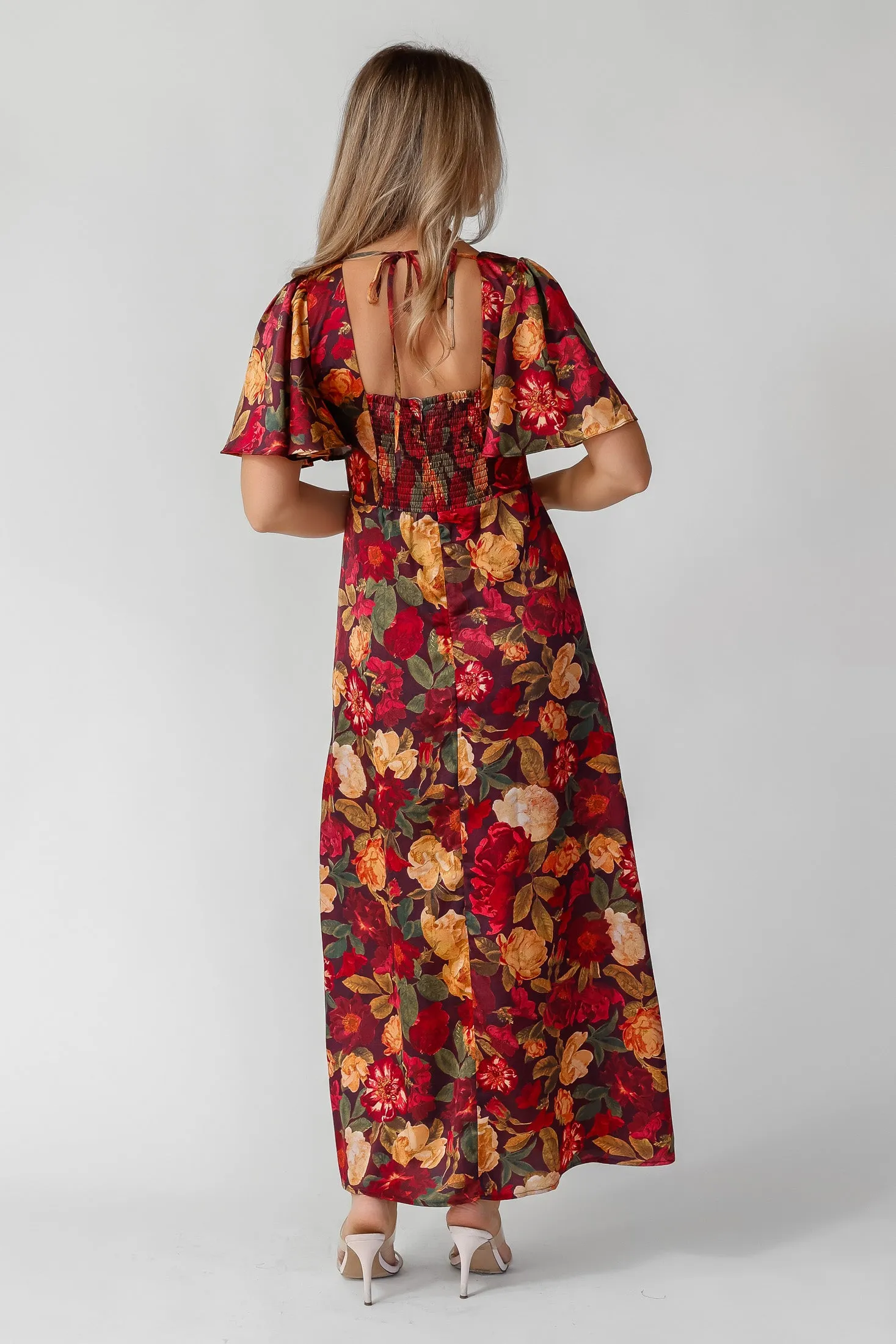 Birdie Burgundy Floral Maxi Dress - Final Sale