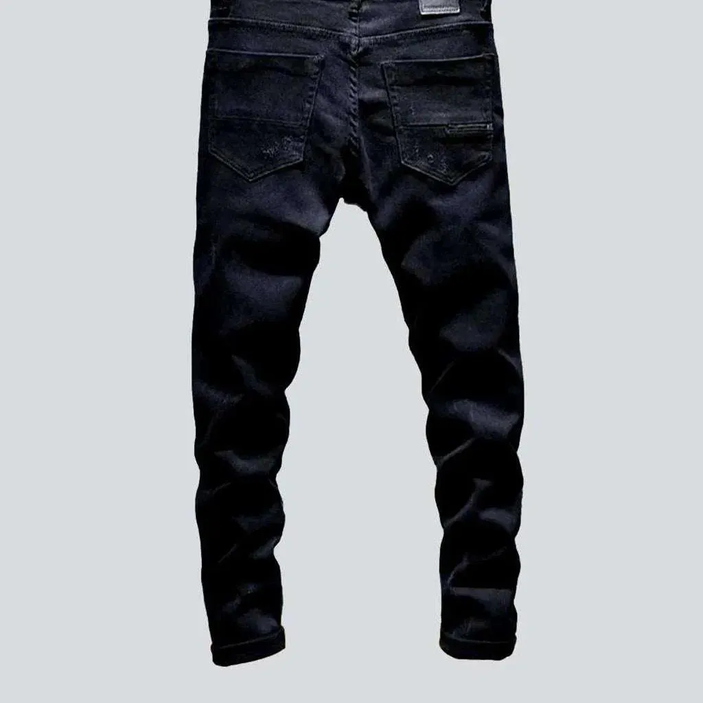 Black skinny stretchy men's jeans