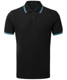 Black/Turquoise - Men's classic fit tipped polo