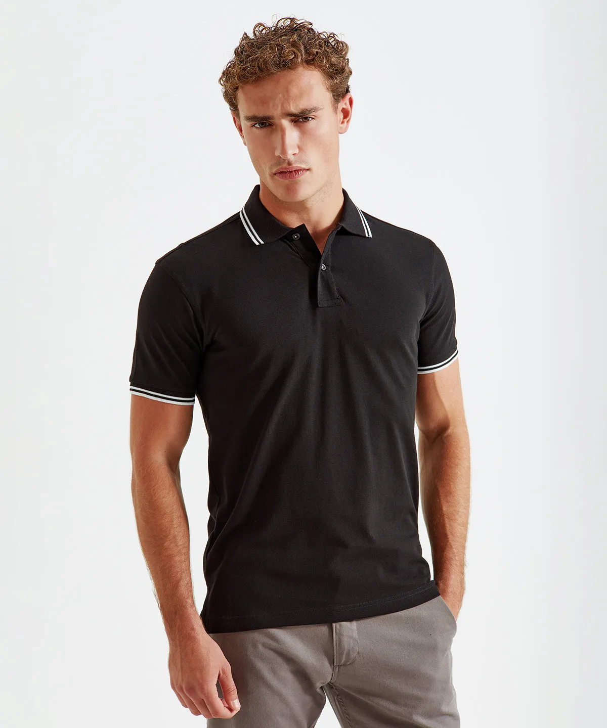 Black/Turquoise - Men's classic fit tipped polo