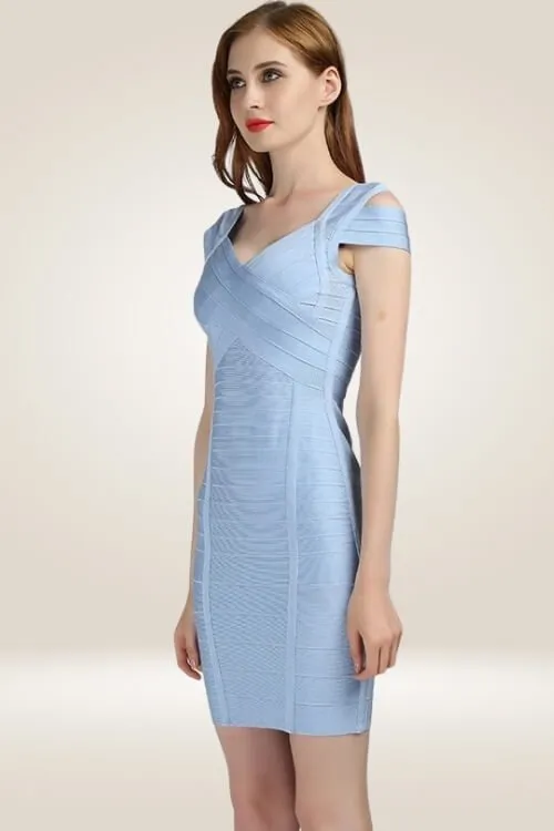 Body Contour Light Blue Bandage Dress