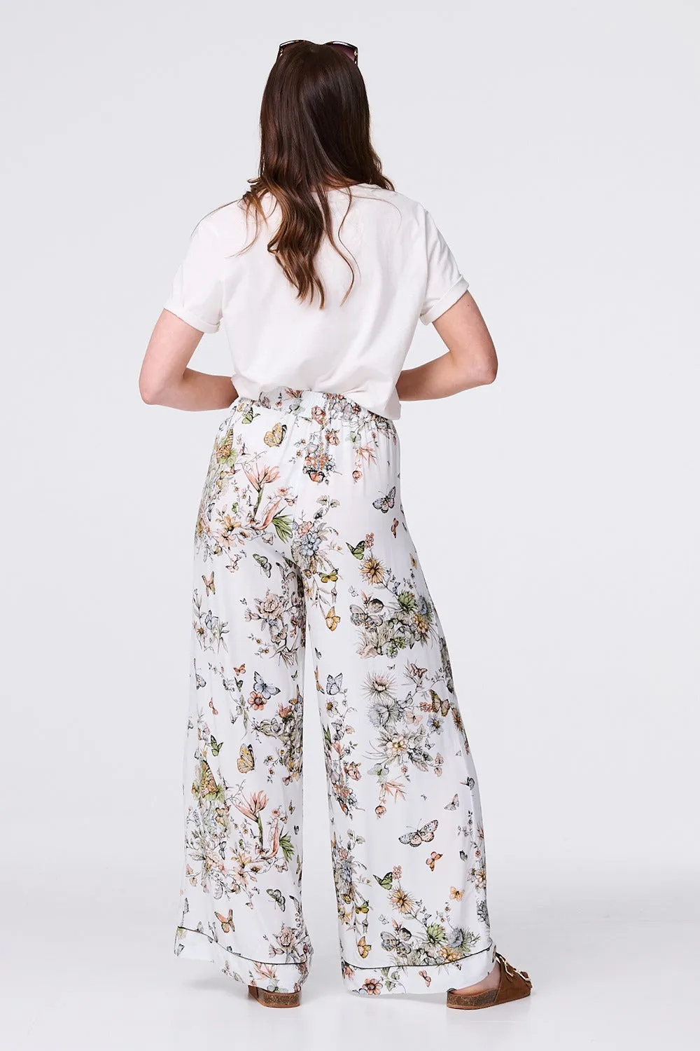 Butterfly Print High Rise Relaxed Trousers