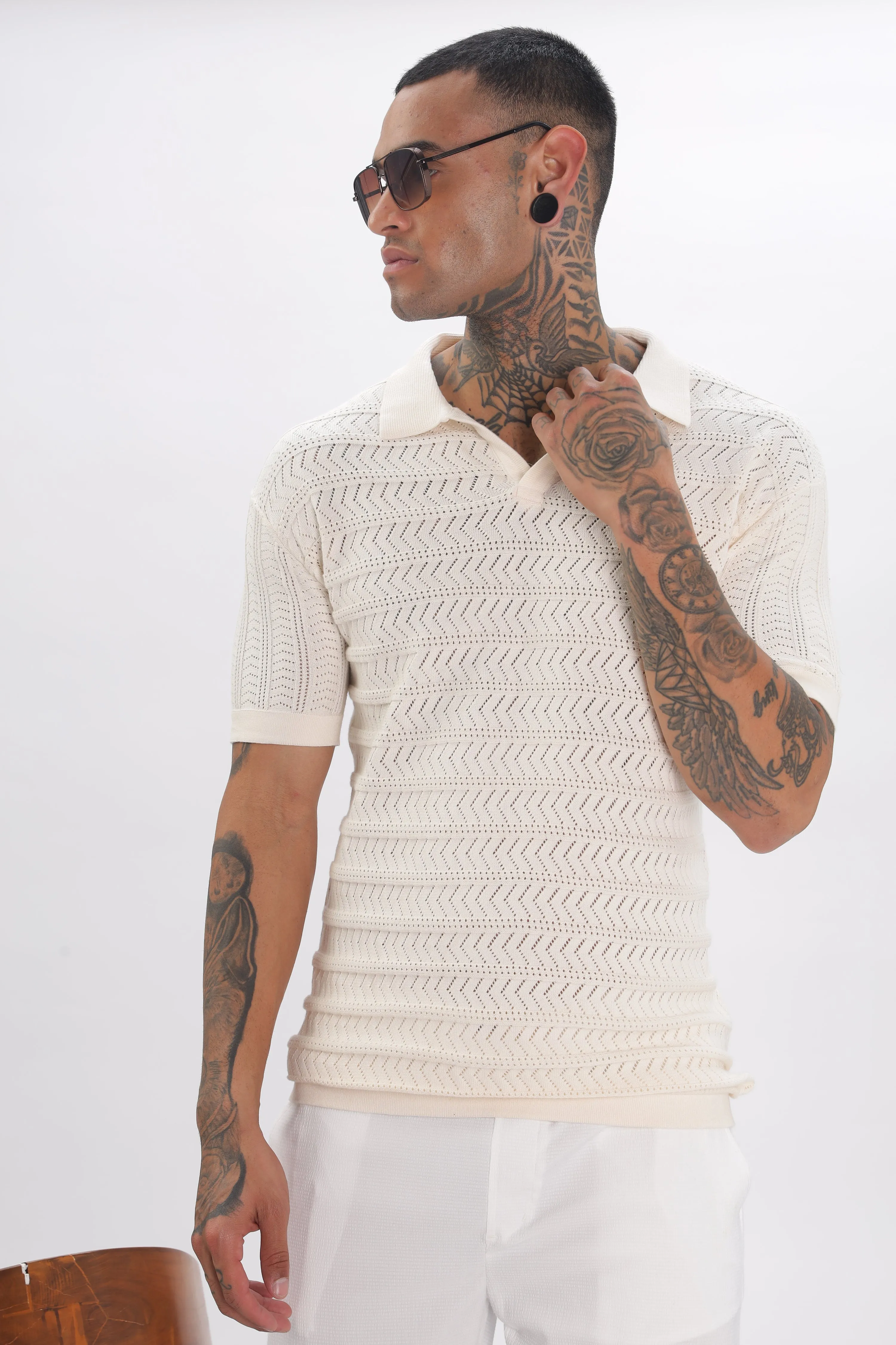 Chevron Classic Cream  Polo T-shirt