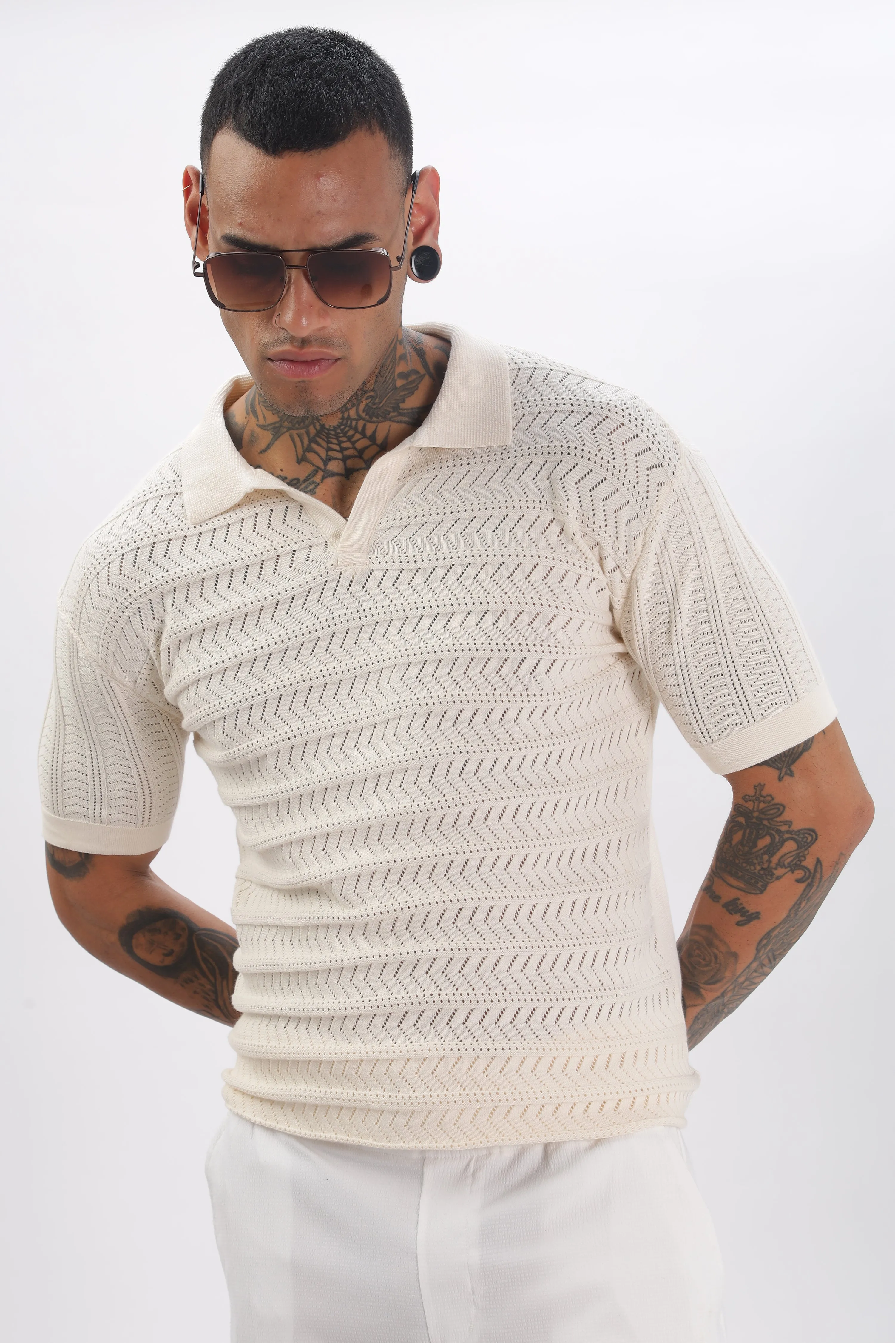 Chevron Classic Cream  Polo T-shirt