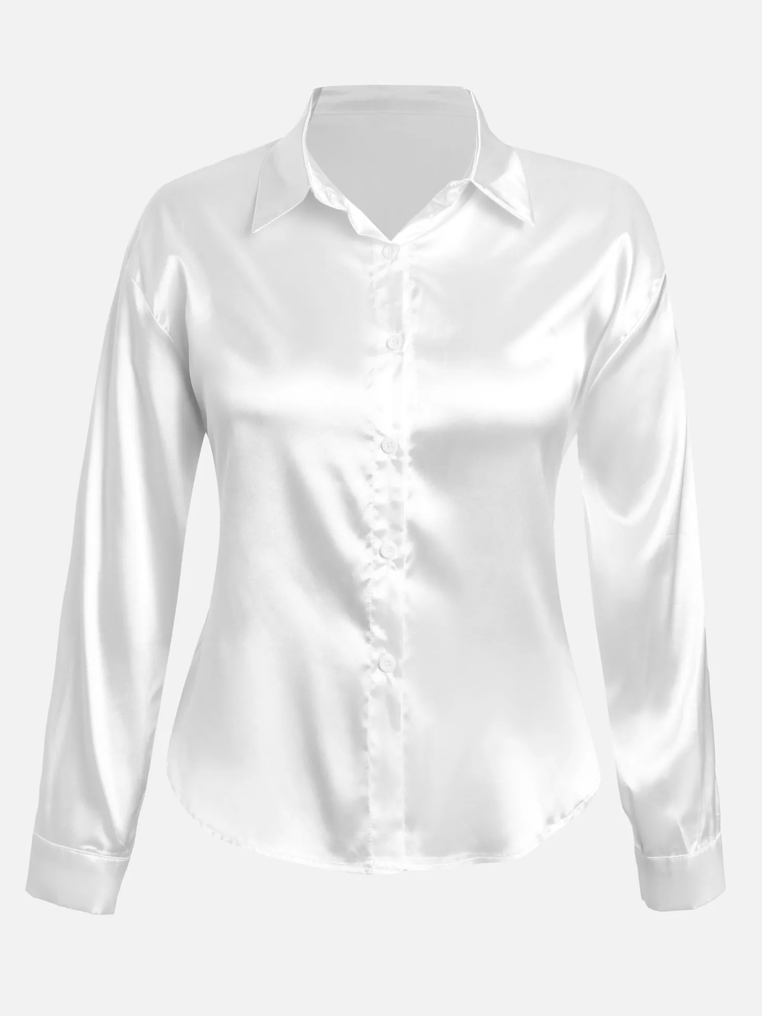 Classic White Long Sleeve Satin Polo