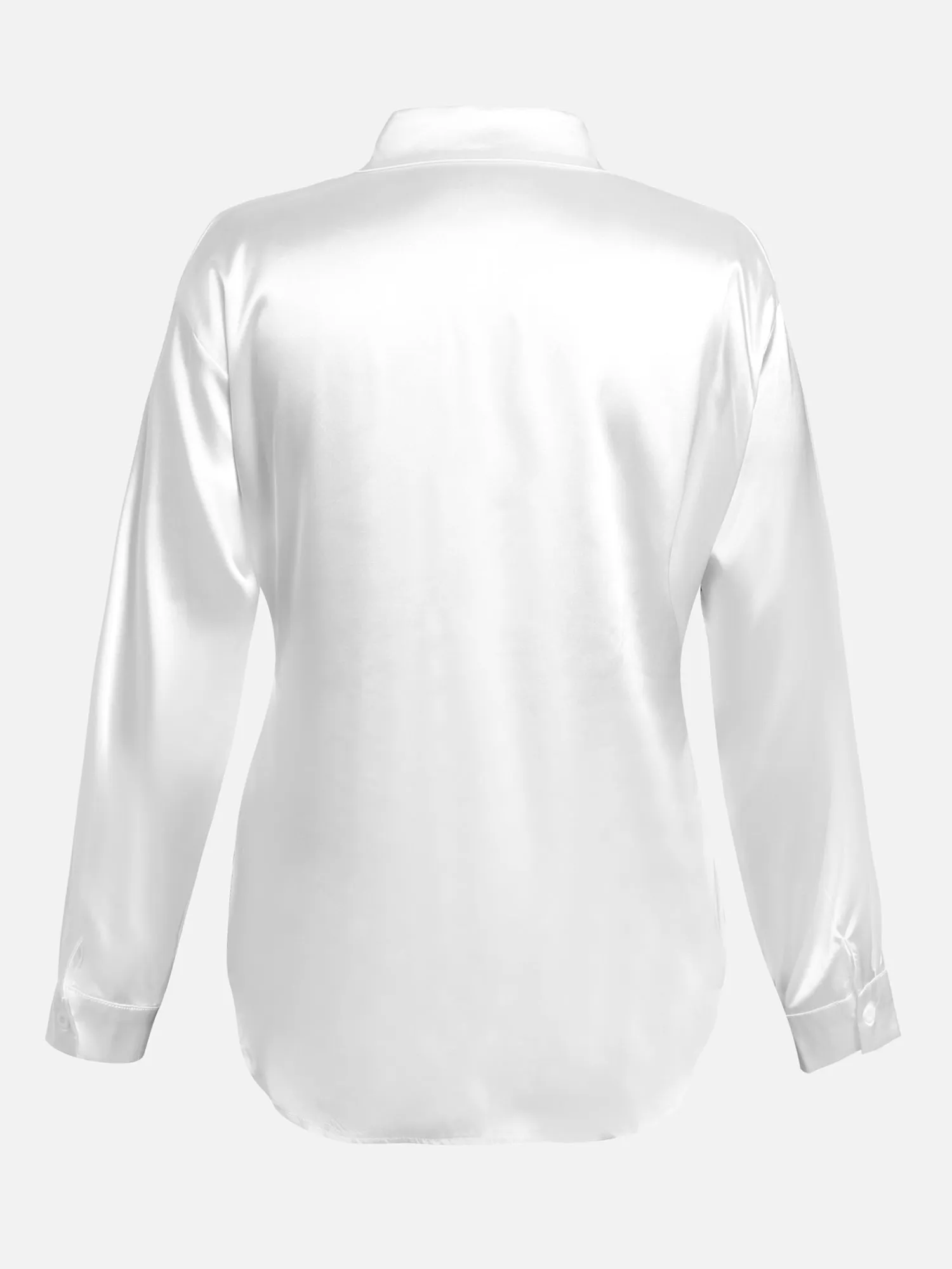 Classic White Long Sleeve Satin Polo