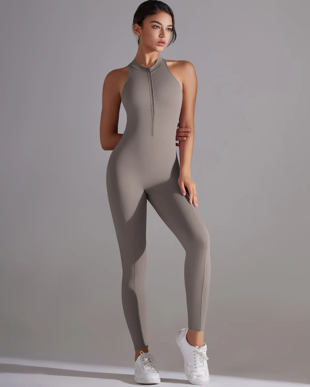 Coralie Seamless Scrunch Jumpsuit - Ash Brown