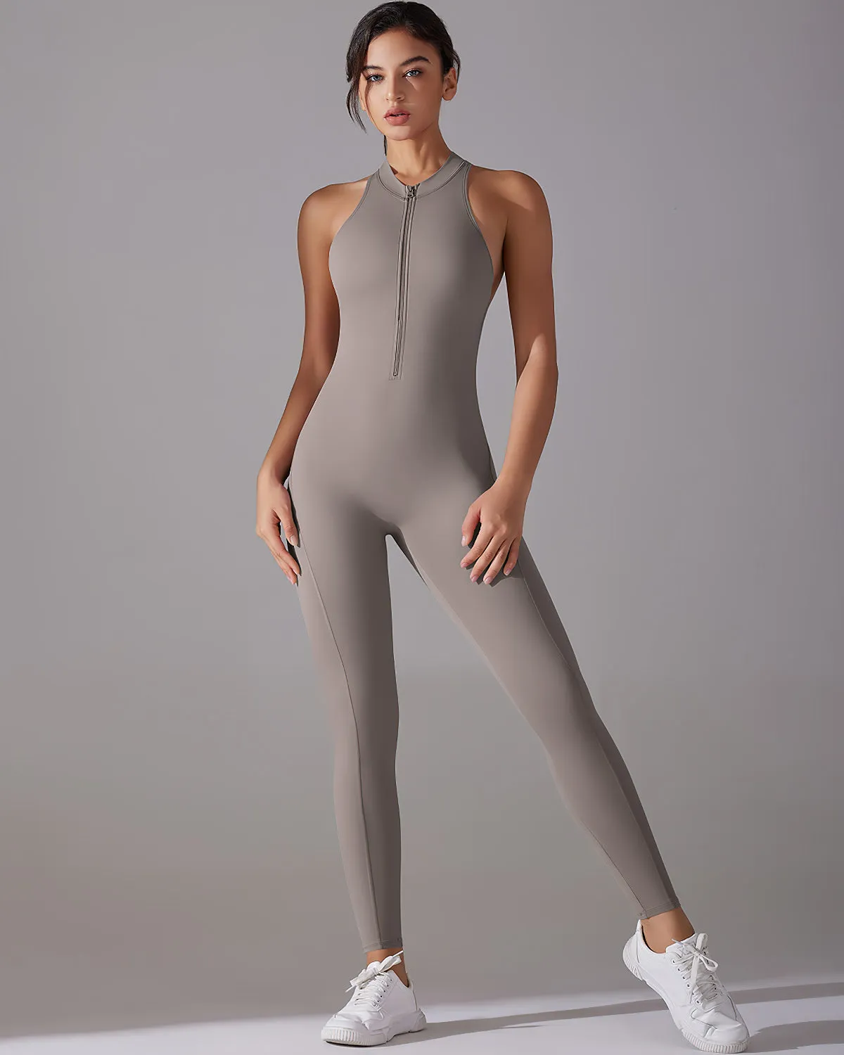 Coralie Seamless Scrunch Jumpsuit - Ash Brown