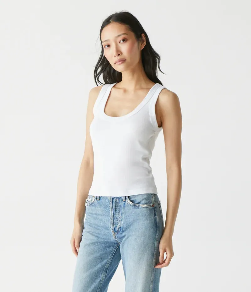 Elodie Cropped Scoop Neck Tank | White, Cement, Rose