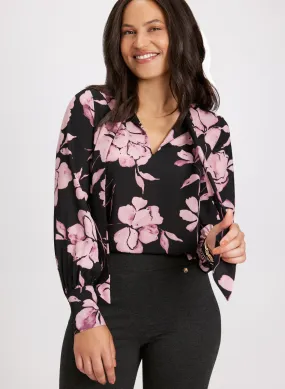 Floral Print Tie Detail Blouse