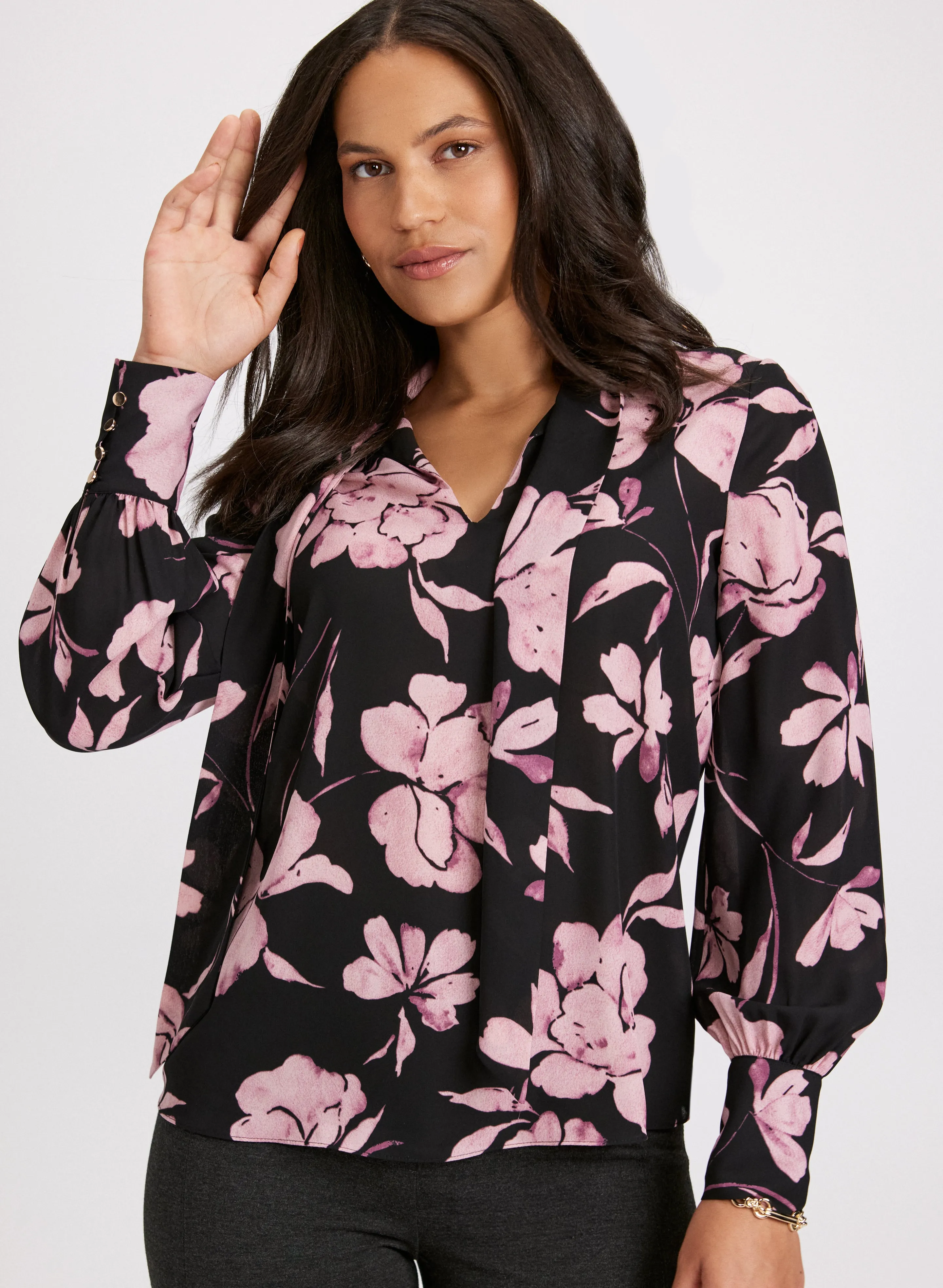 Floral Print Tie Detail Blouse