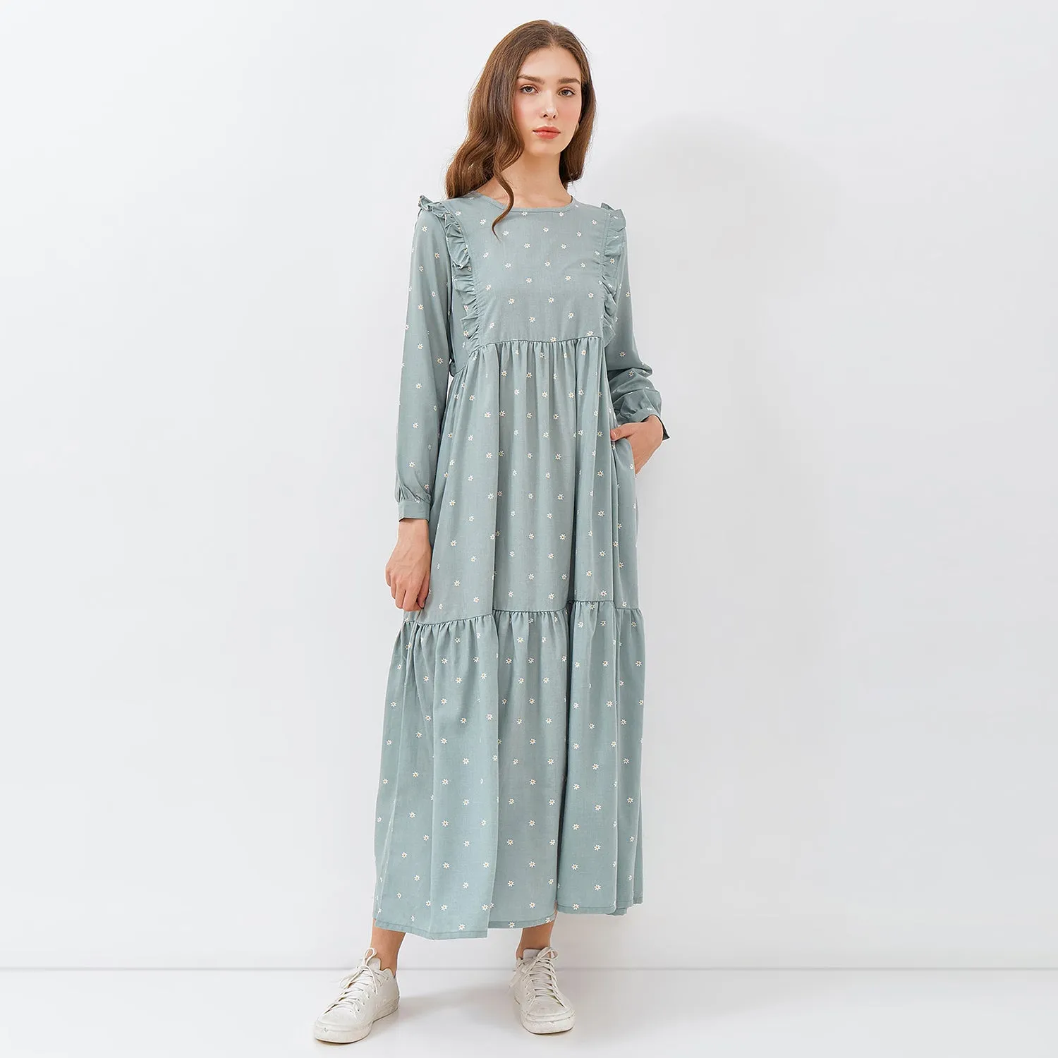 GRAPHIS Flower Frill Maxi Dress