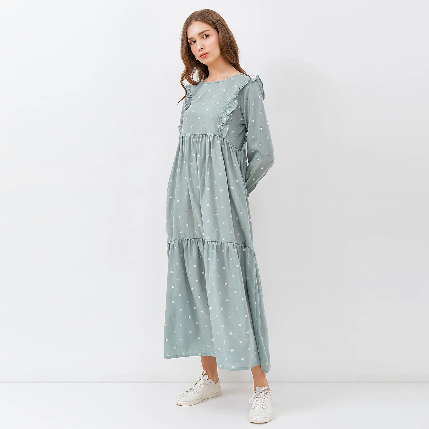 GRAPHIS Flower Frill Maxi Dress