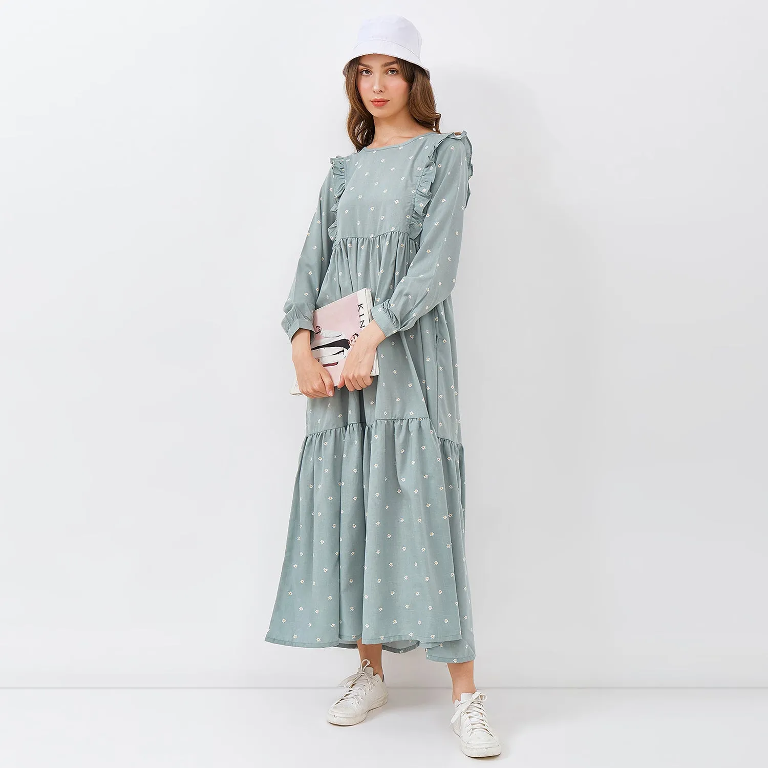 GRAPHIS Flower Frill Maxi Dress