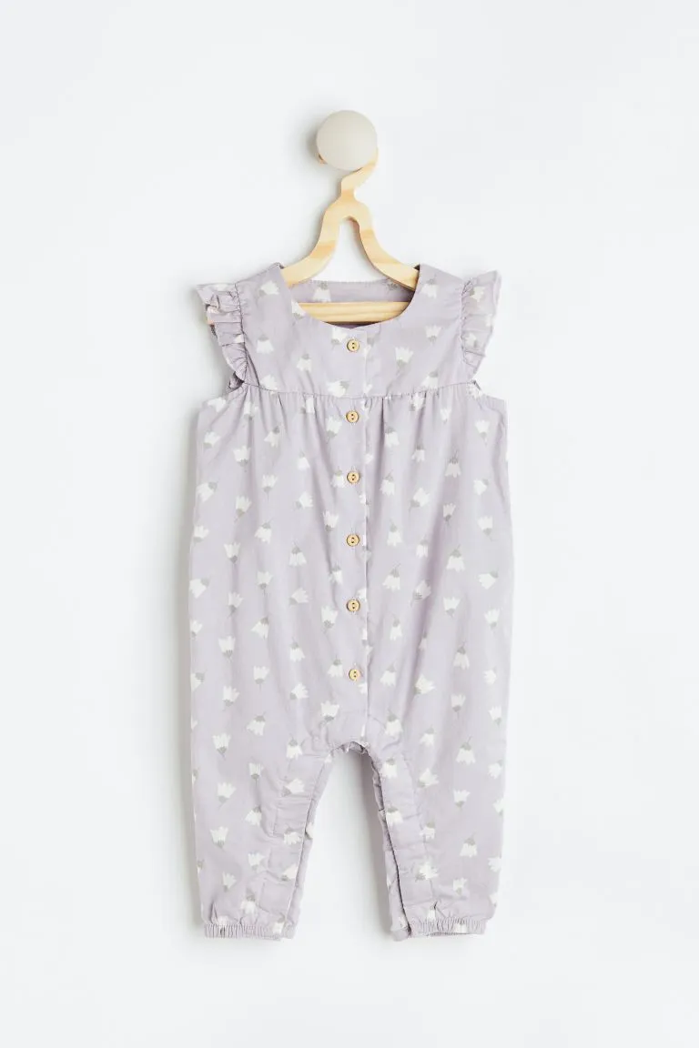 H&M cotton jumpsuit, purple/tulips