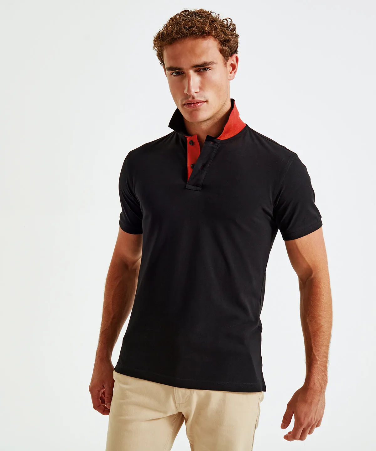 Heather/Navy - Men's classic fit contrast polo