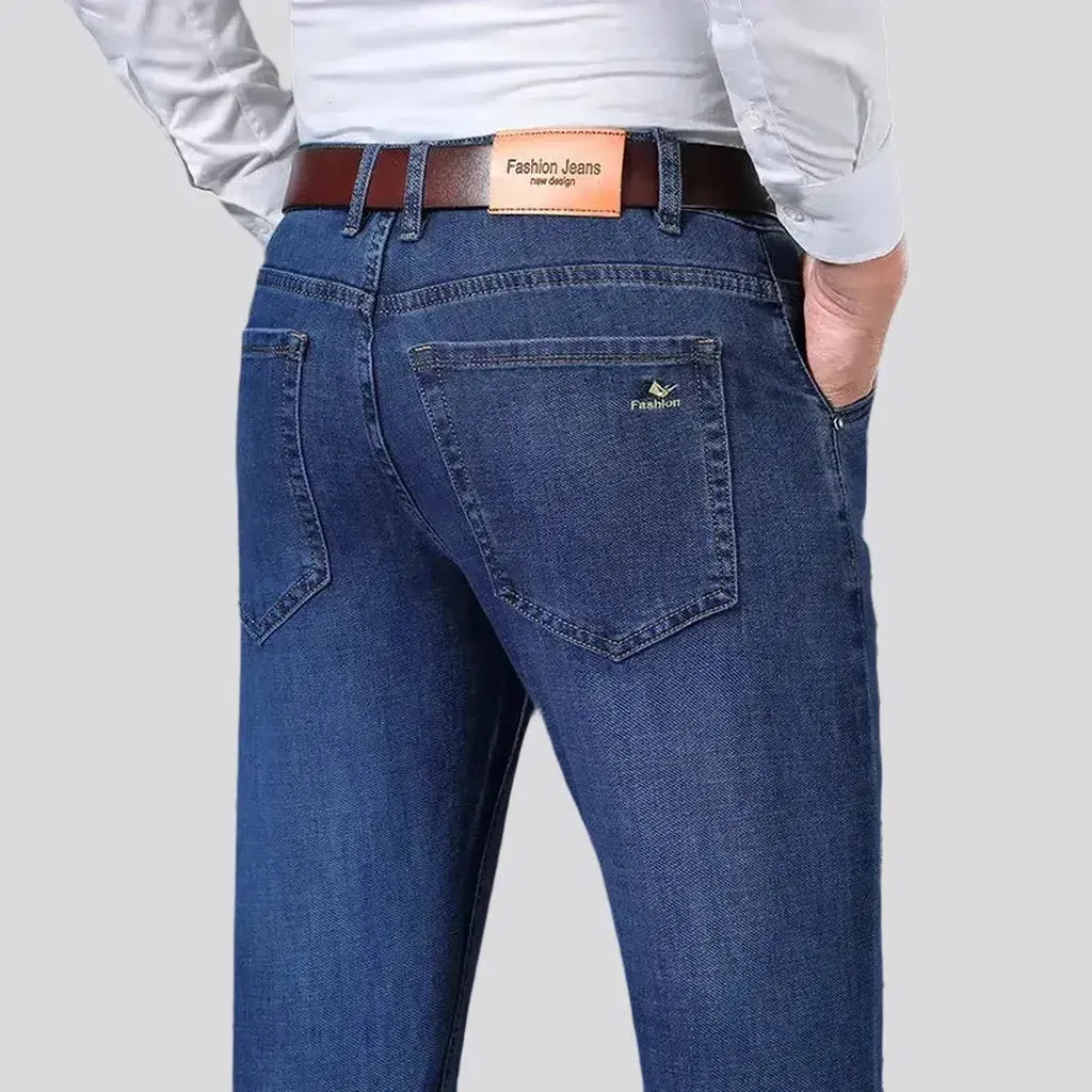 High-waist men's stretchy jeans