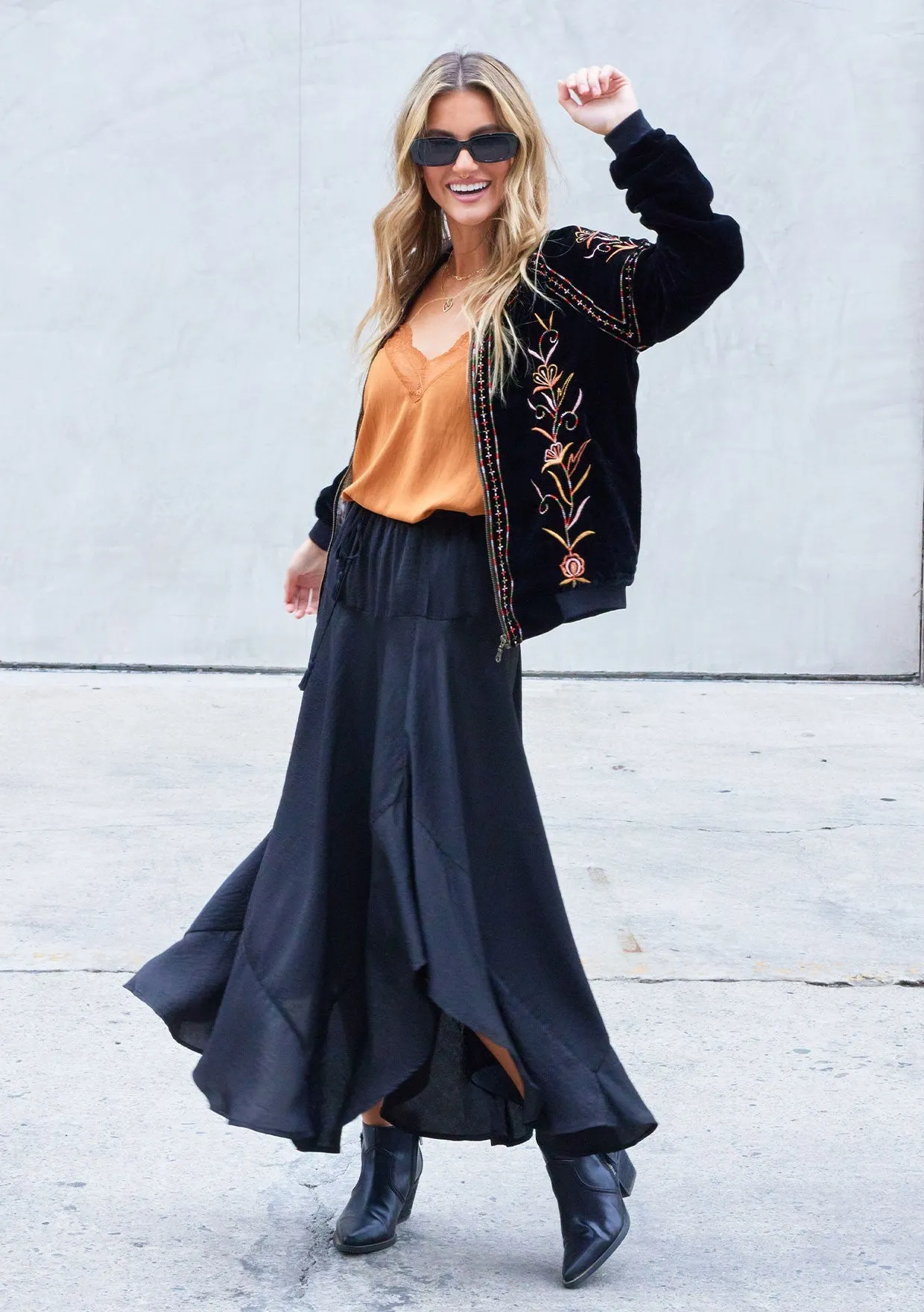 Holiday Handkerchief Hem Maxi Skirt