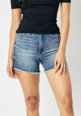 Judy Blue Fray Hem Tummy Control Shorts