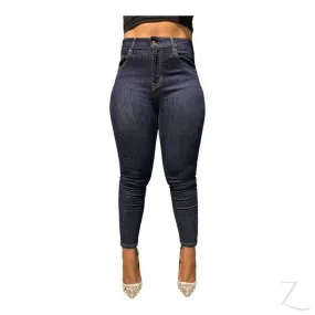 Ladies High Waist Super Strong Stretchy Skinny Denim Jeans | Plain | "Roo"