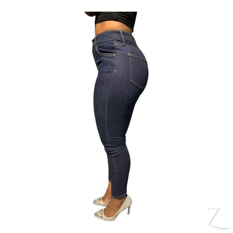 Ladies High Waist Super Strong Stretchy Skinny Denim Jeans | Plain | "Roo"