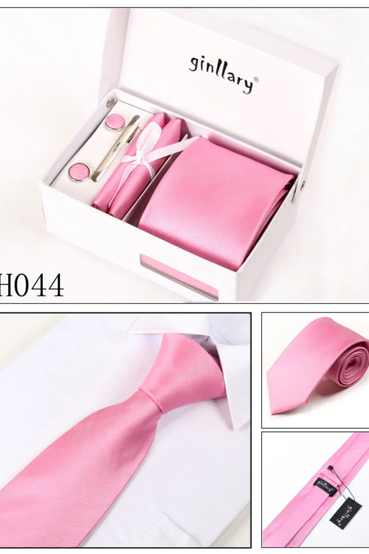 Light Plum Tie Set Cuff Links 4 Pieces Many Colors #H044