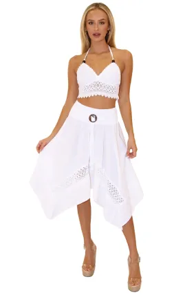 'Melody' Flowy Skirt White