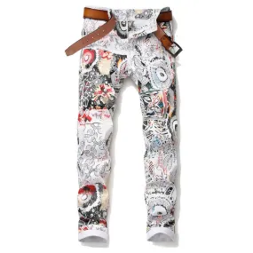 Men's Stretchy Jeans With Print