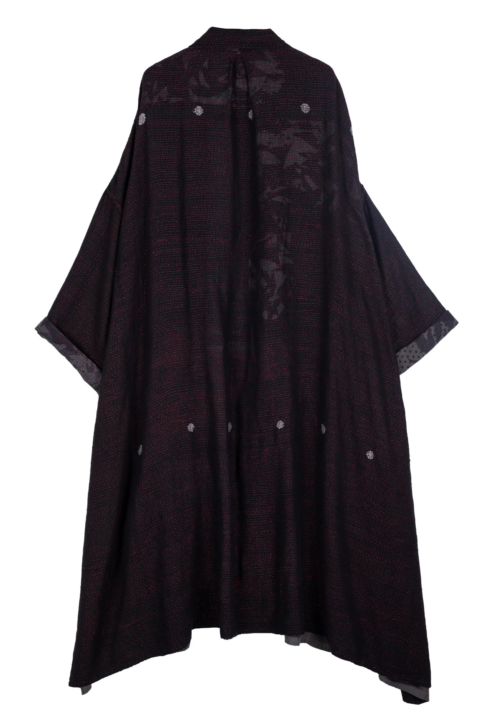 MONOTONE TWILIGHT PRINT KANTHA OVERSIZE DRESS - tp2432-red -