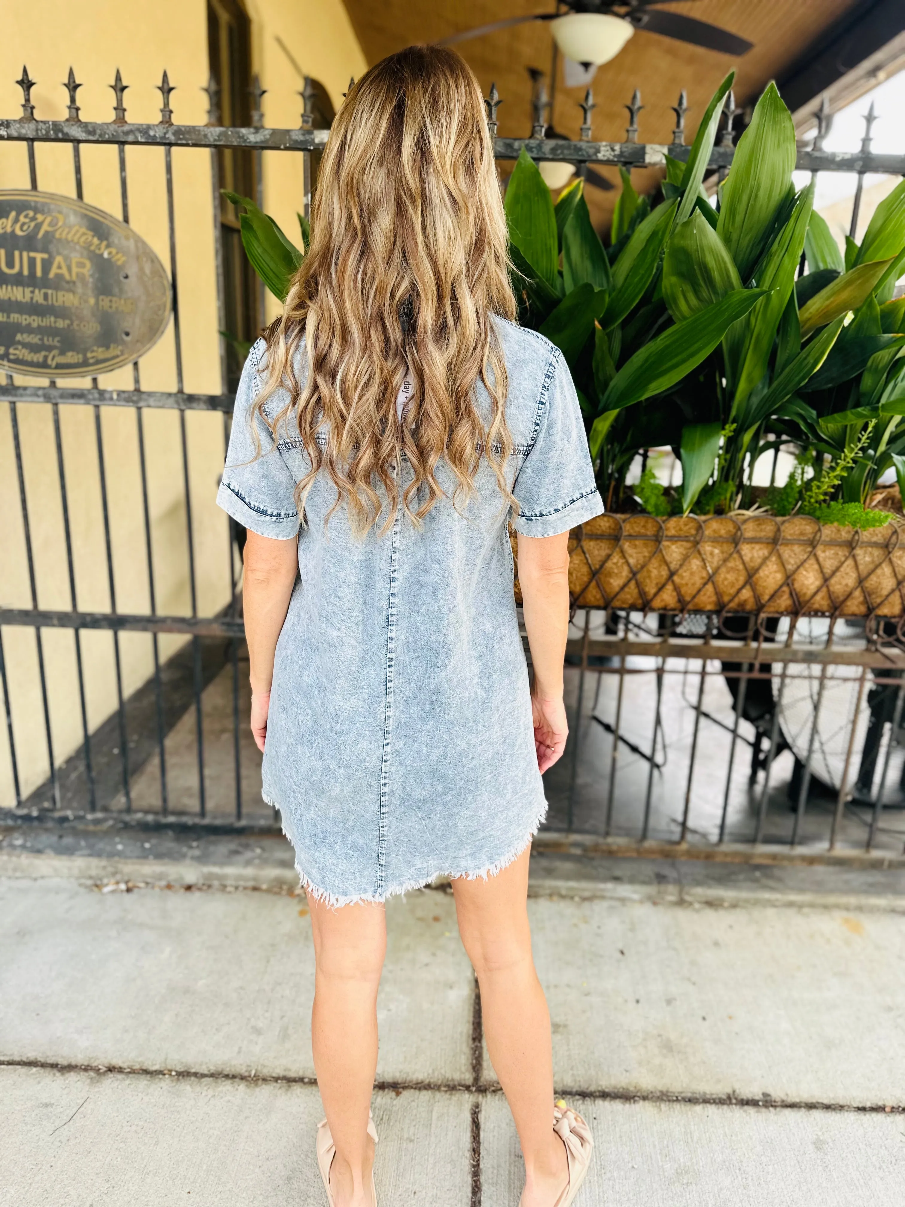 Moon Washed Denim Mini Dress- Denim