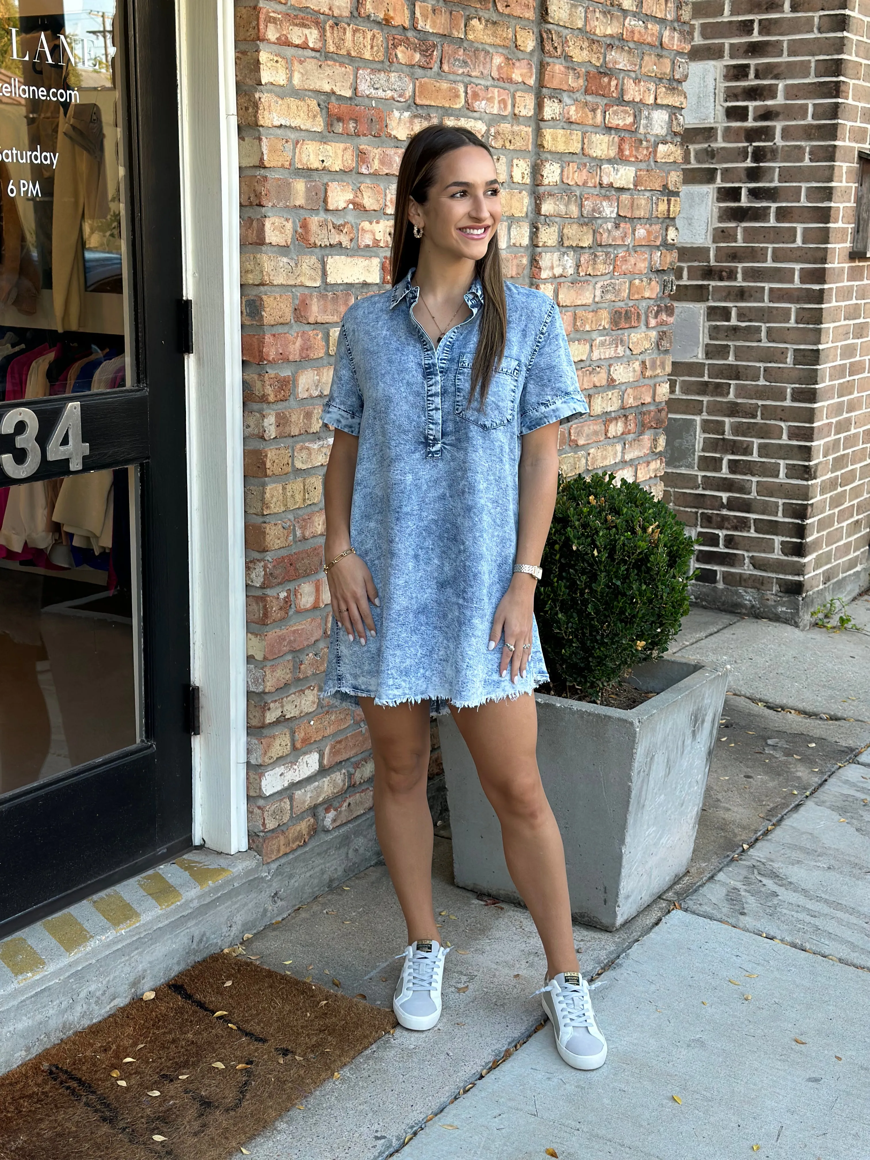 Moon Washed Denim Mini Dress- Denim