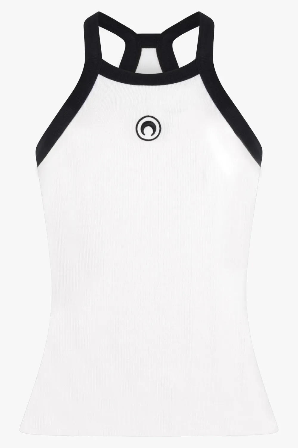 Organic Cotton Rib Contrast Tank Top | White