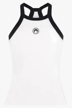 Organic Cotton Rib Contrast Tank Top | White