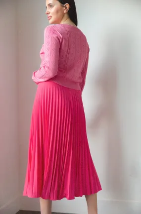 Pink Pleated Midi Skirt